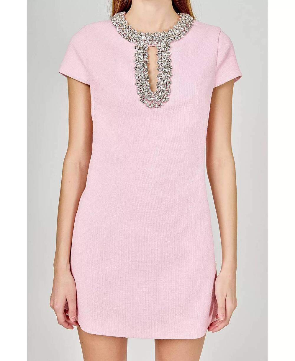 NEW ENDLESS ROSE jewel trim neck mini dress in baby pink
